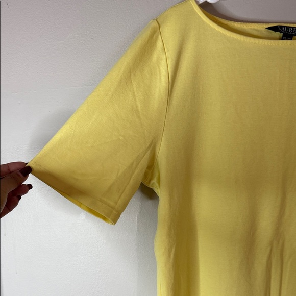 Lauren Ralph Lauren Yellow Short Sleeve Stretch Tee Top Tall Cotton Blend - XL - Picture 3 of 8